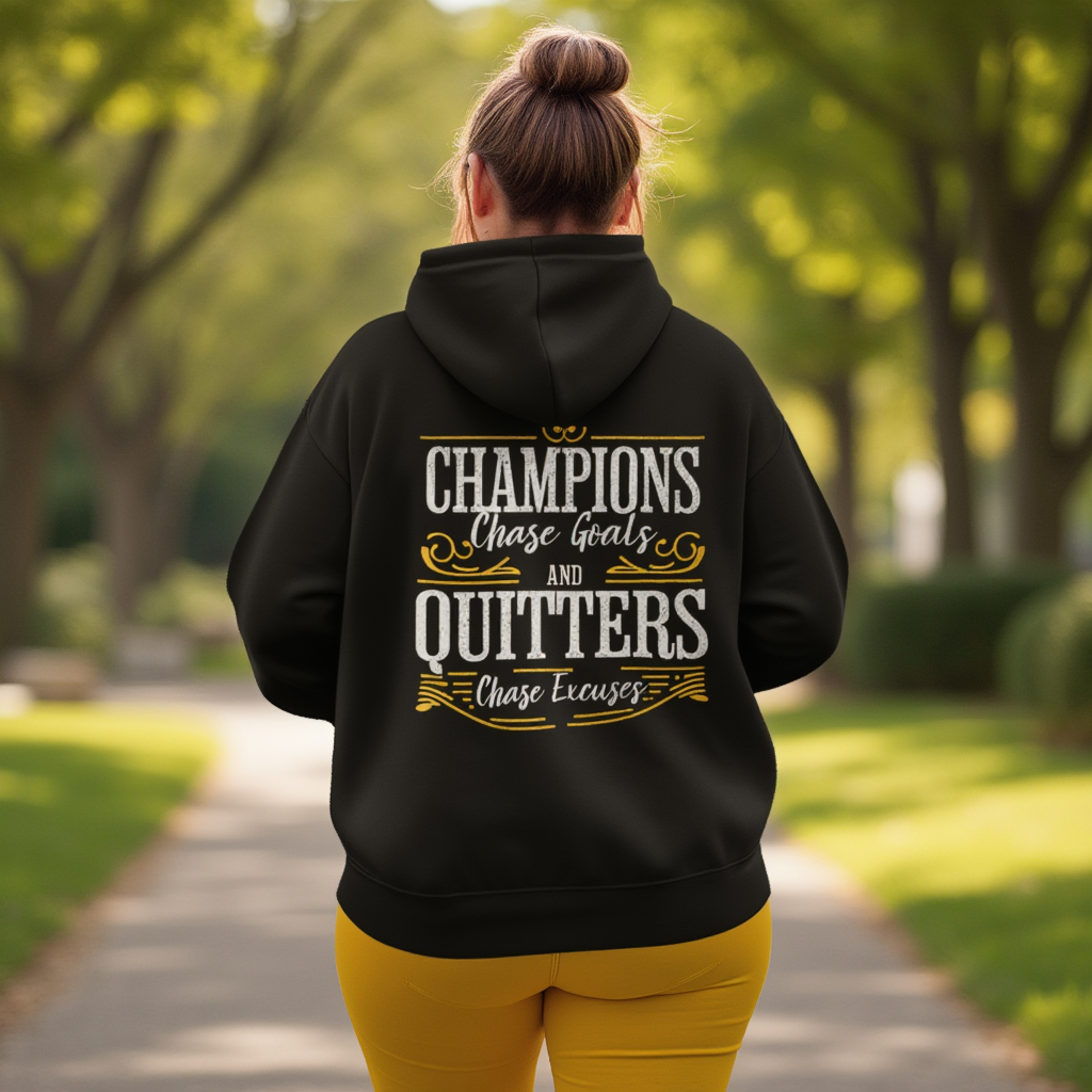 Champions Chase Goals Black Organic Cotton Hoodie for Women