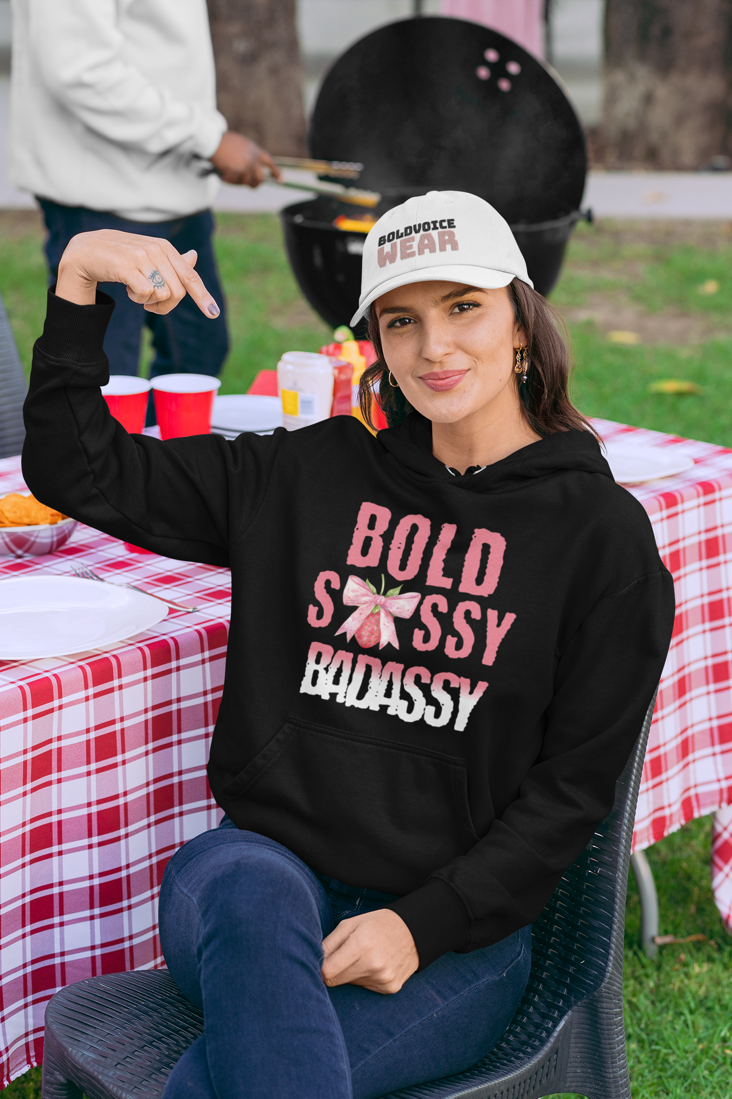 BOLD SASSY BADASSY | ORGANIC COTTON HOODIE FOR WOMEN | BLACK