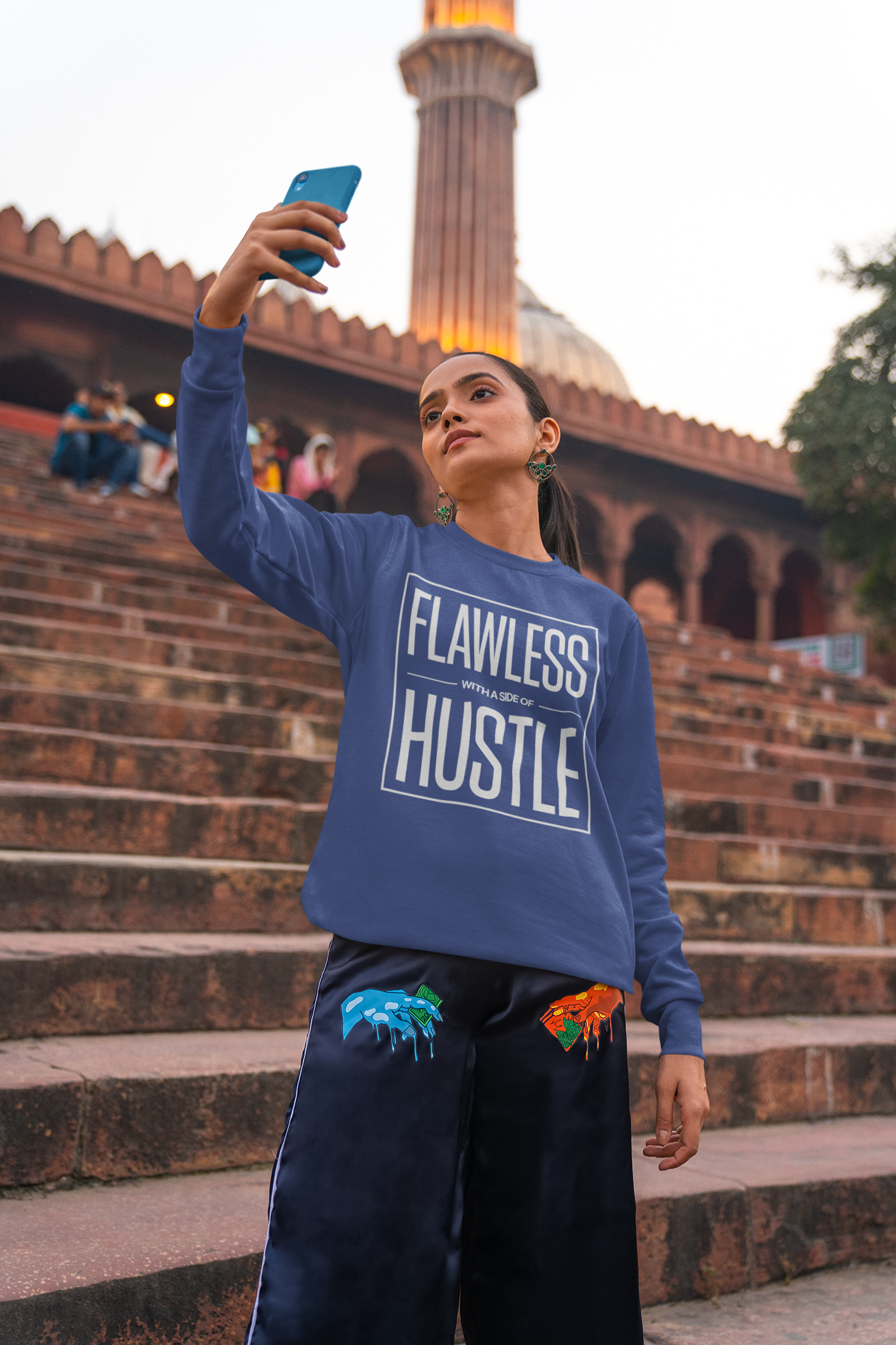 FLAWLESS WITH A SIDE OF HUSTLE | PREMIUM CREWNECK SWEATSHIRT FOR WOMEN