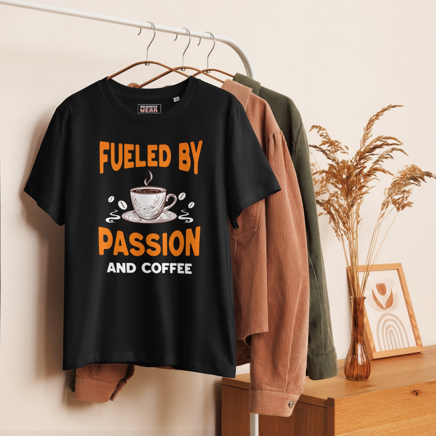 FUELED BY PASSION & COFFEE | ORGANIC COTTON CREWNECK T-SHIRT