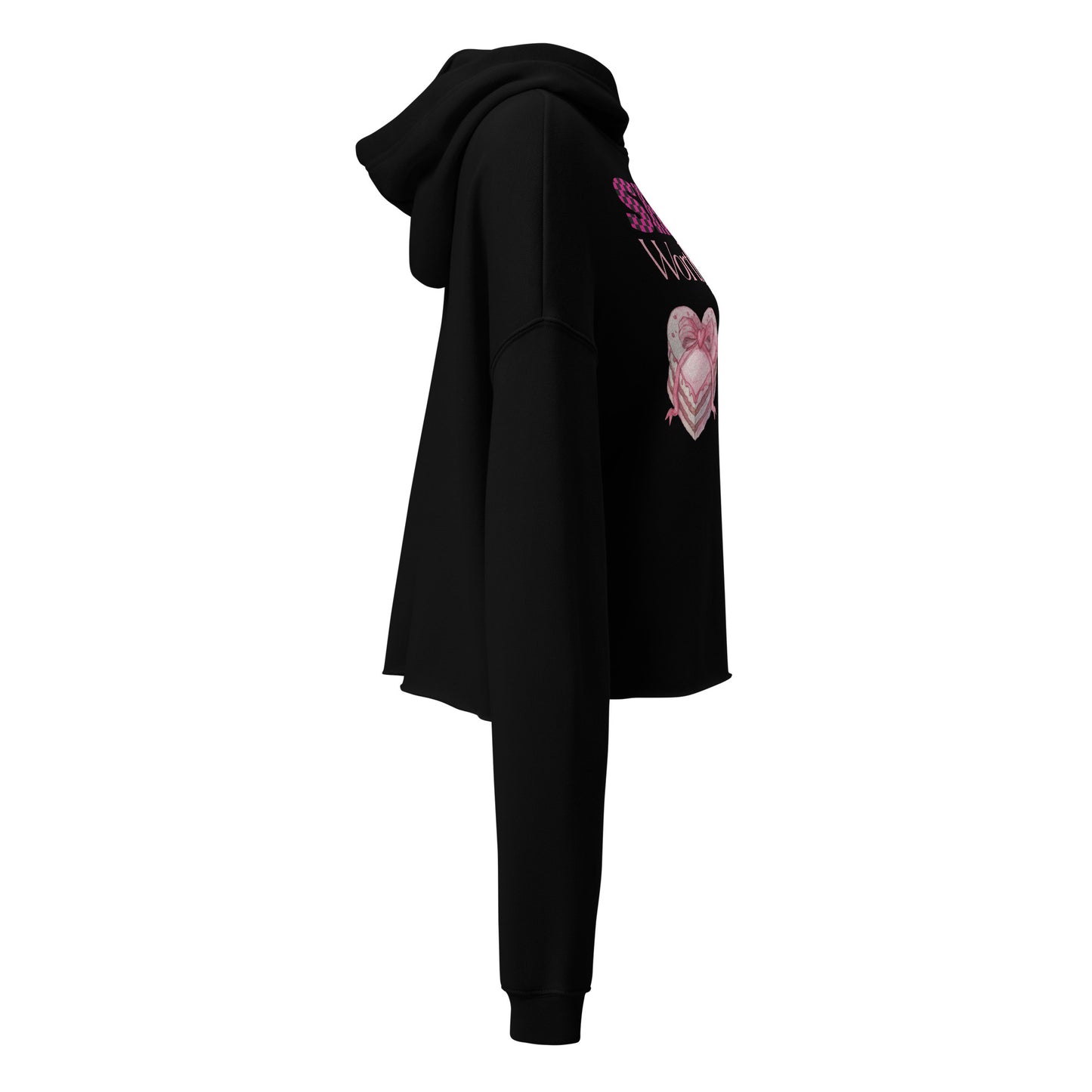 She Is Worthy She Is Me | Cropped Hoodie for Women | Black