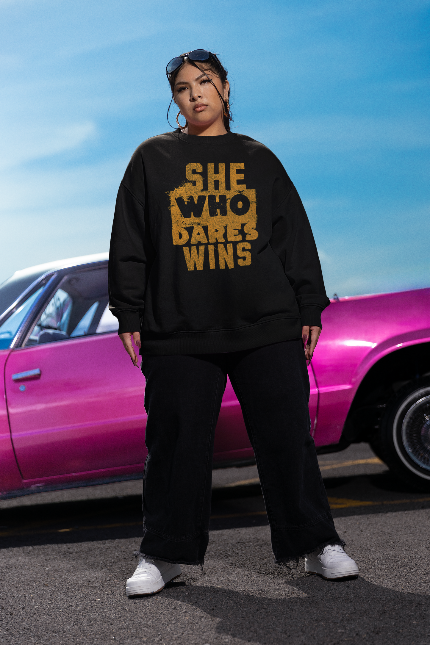 SHE WHO DARES WINS | PREMIUM CREWNECK SWEATSHIRT FOR WOMEN