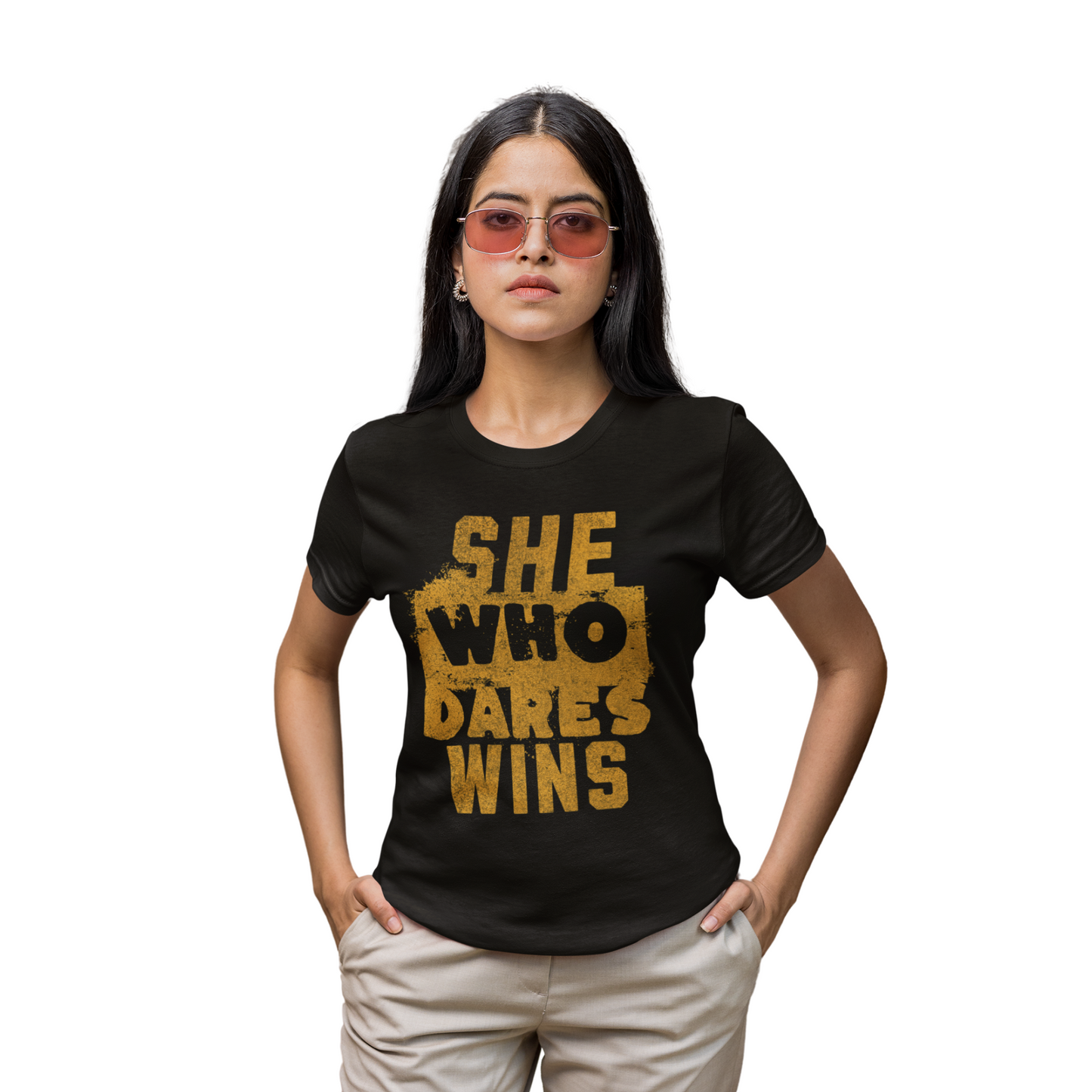 SHE WHO DARES WINS | ORGANIC COTTON CREWNECK T-SHIRT
