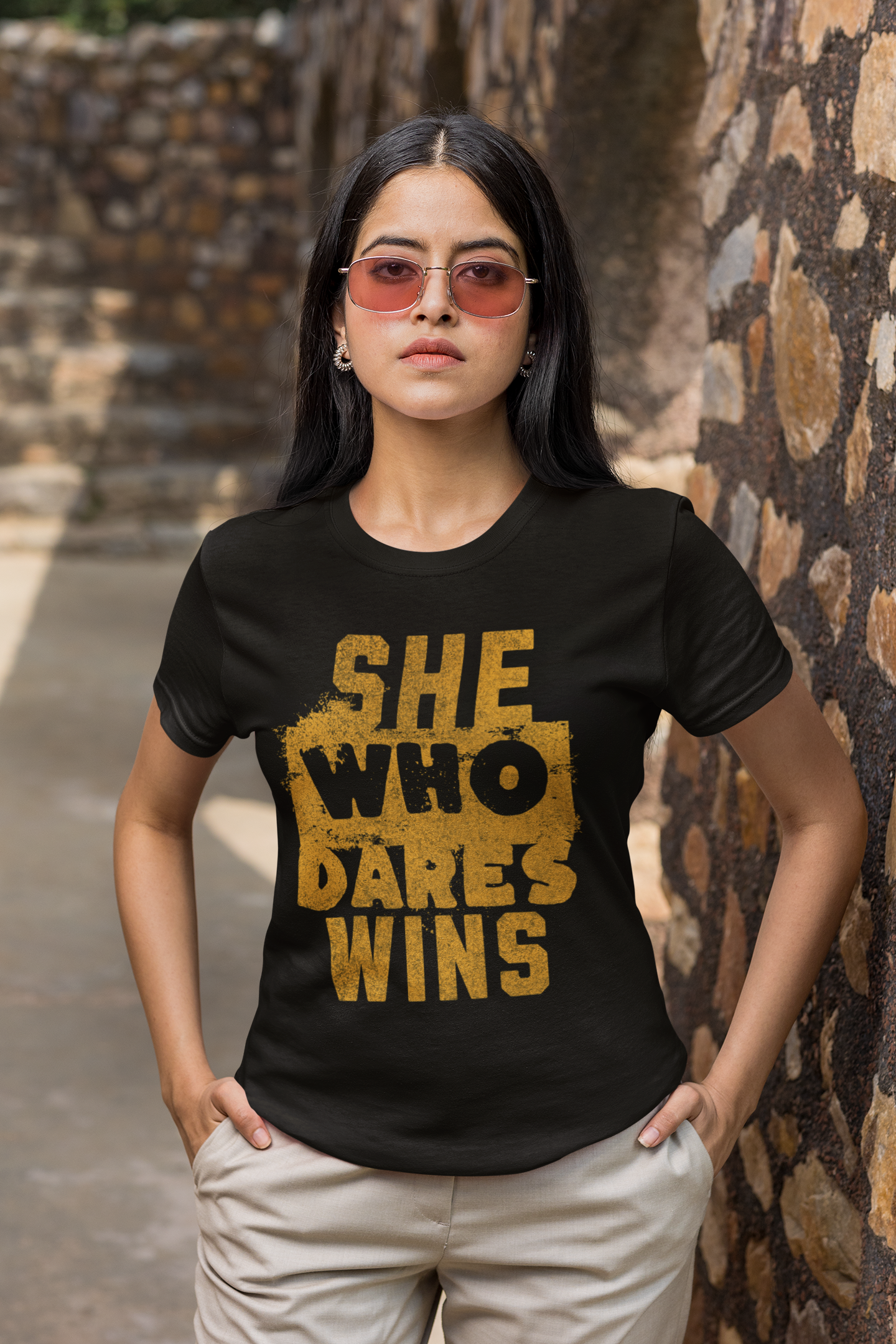 SHE WHO DARES WINS | ORGANIC COTTON CREWNECK T-SHIRT