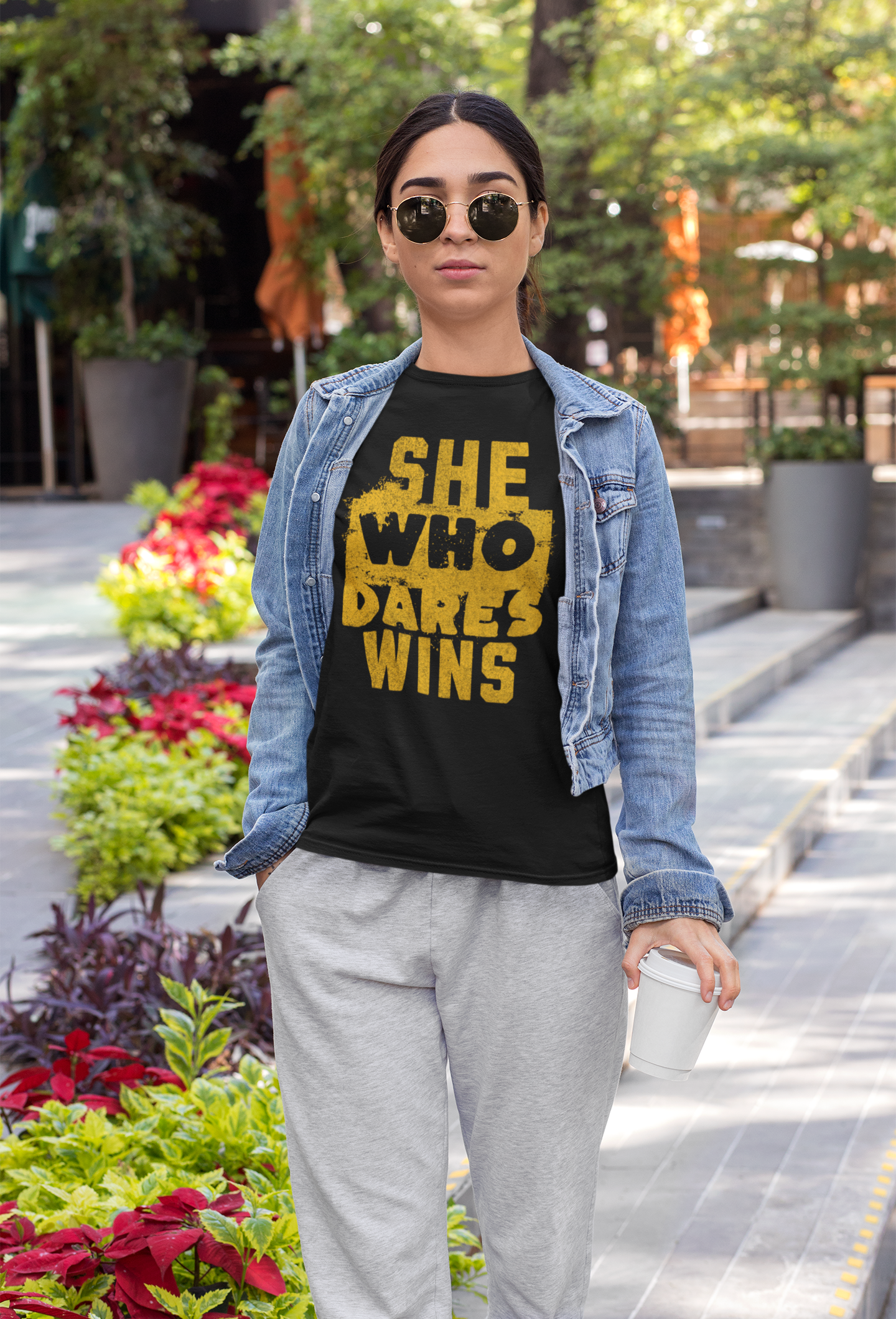 SHE WHO DARES WINS | ORGANIC COTTON CREWNECK T-SHIRT