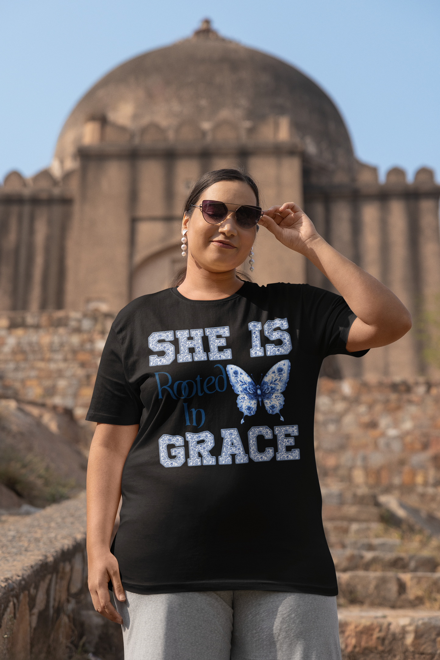 SHE IS ROOTED IN GRACE | ORGANIC COTTON CREWNECK T-SHIRT