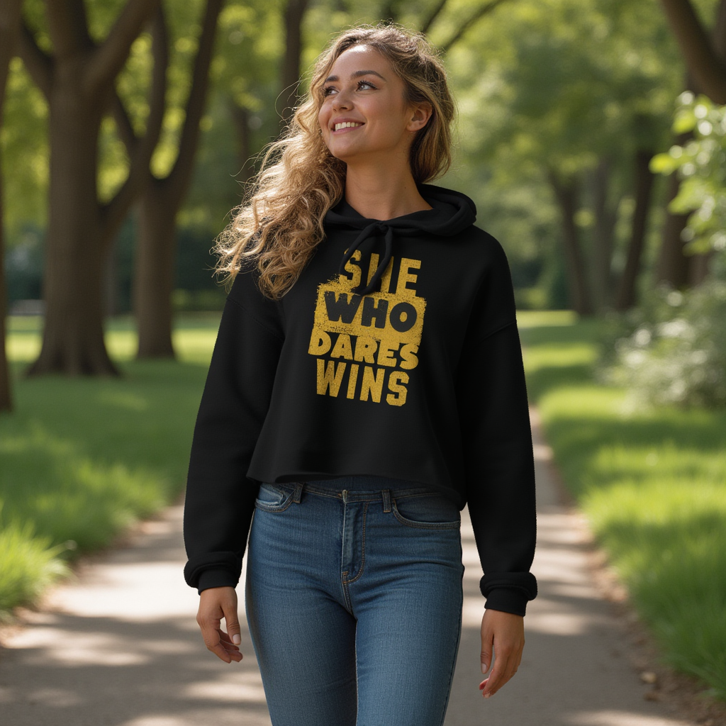 SHE WHO DARES WINS | CROPPED HOODIE FOR WOMEN