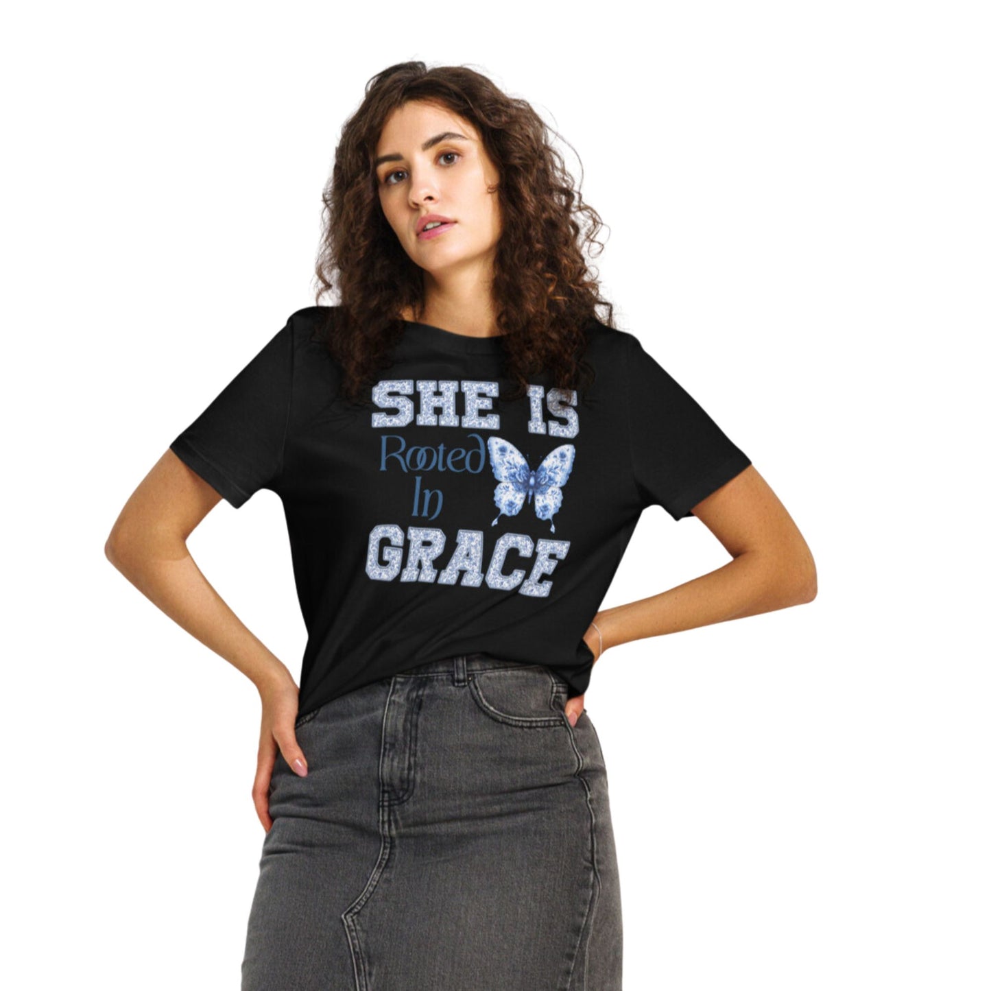 SHE IS ROOTED IN GRACE | ORGANIC COTTON CREWNECK T-SHIRT