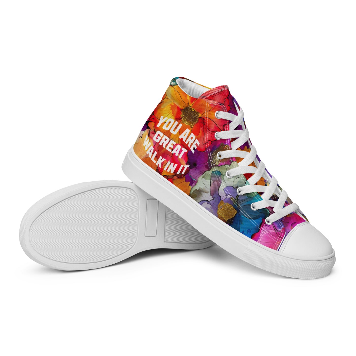 You Are Great Women's High-top fashion sneakers right front view.