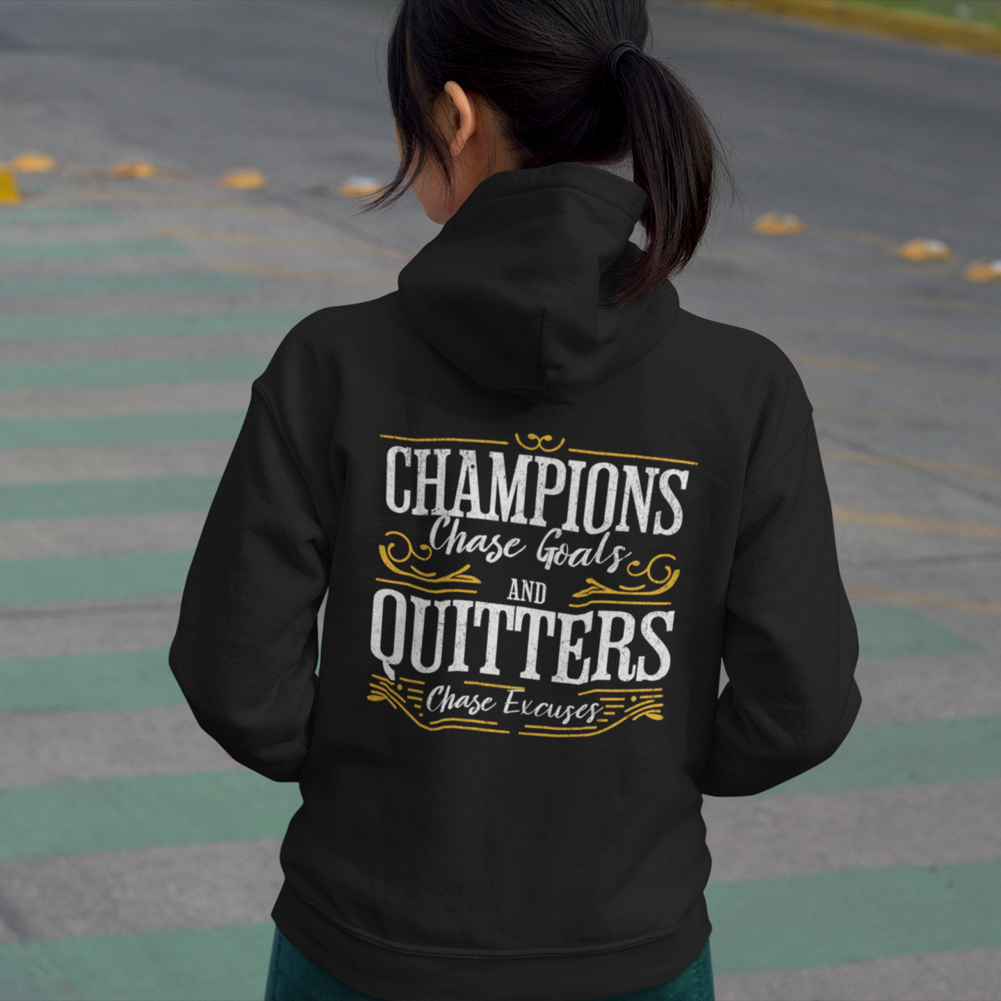 Champions Chase Goals Black Organic Cotton Hoodie for Women
