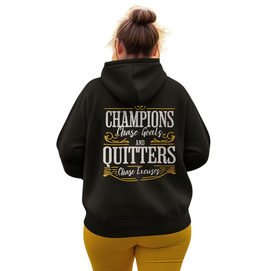 Champions Chase Goals Black Organic Cotton Hoodie for Women