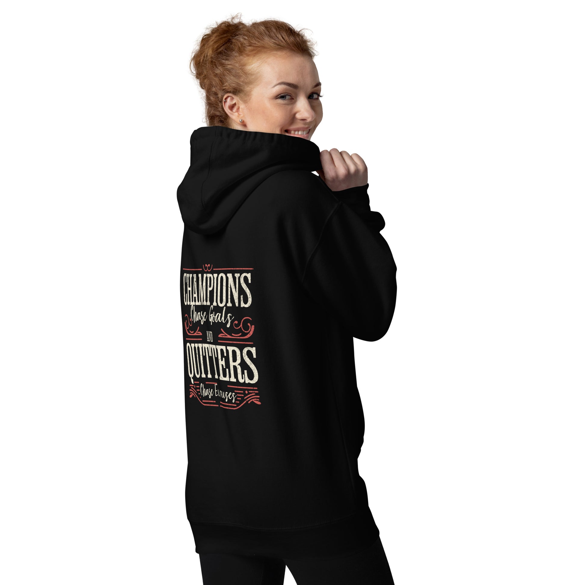 Champions Chase Goals organic cotton hoodie for women.