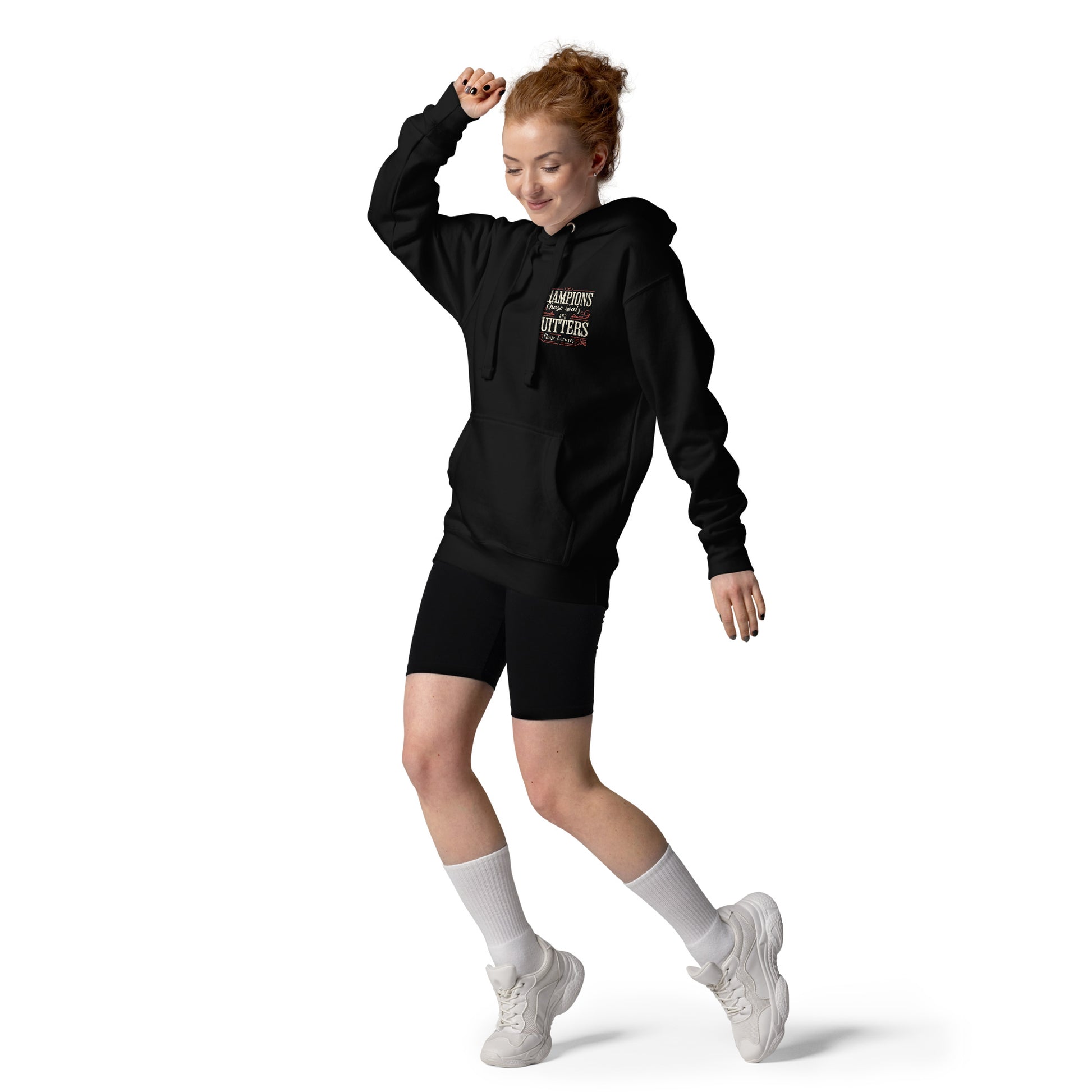 Champions Chase Goals organic cotton hoodie for women.
