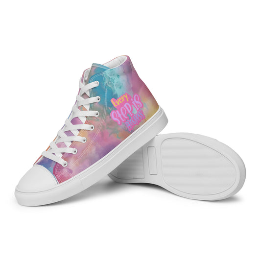 Every Step Is Progress Women's Pink High Top Sneakers.