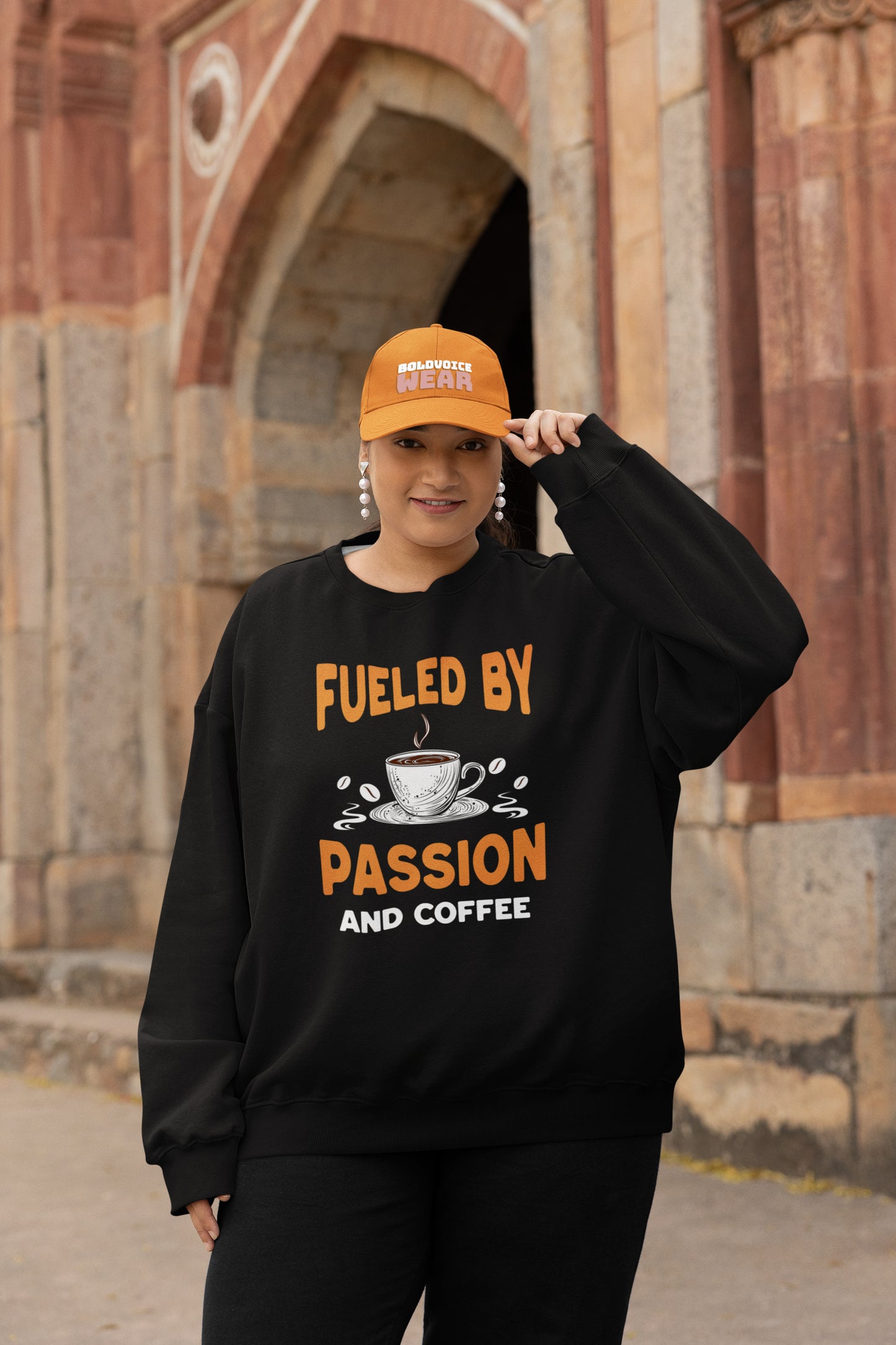 FUELED BY PASSION & COFFEE | PREMIUM CREWNECK SWEATSHIRT FOR WOMEN