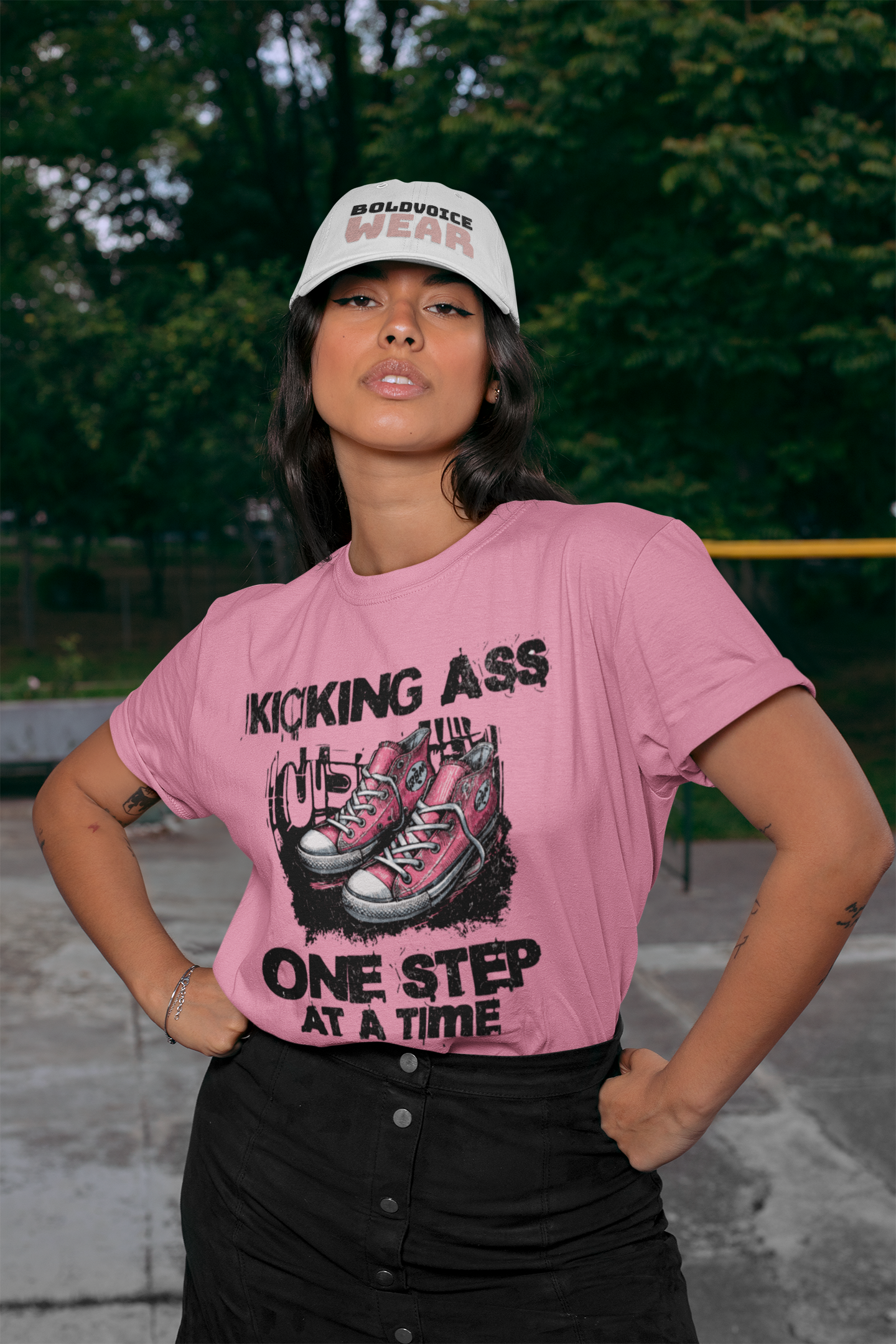KICKING ASS ONE STEP AT A TIME | ORGANIC COTTON CREWNECK T SHIRT