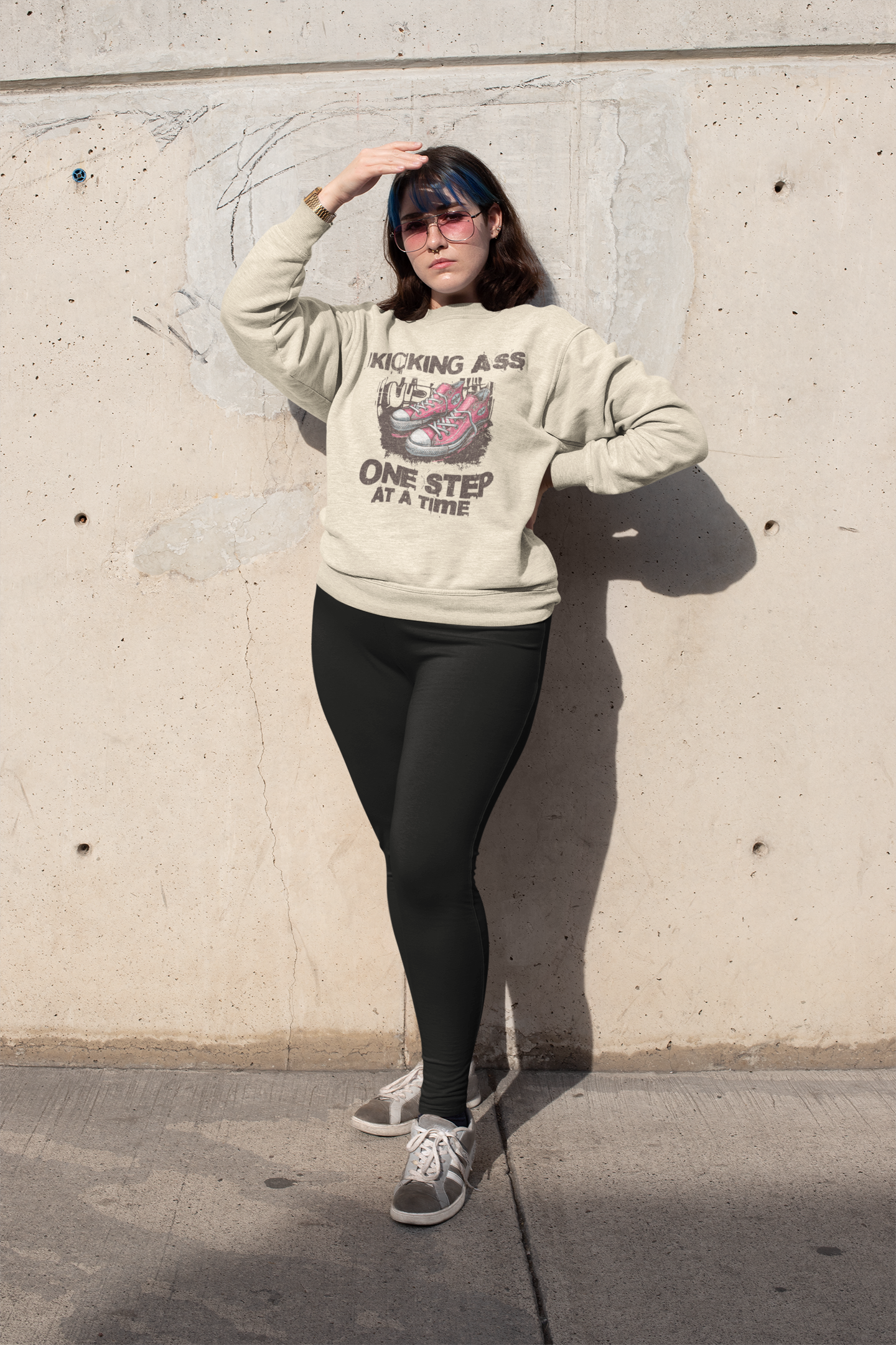 KICKING ASS ONE STEP AT A TIME | PREMIUM CREWNECK SWEATSHIRT FOR WOMEN