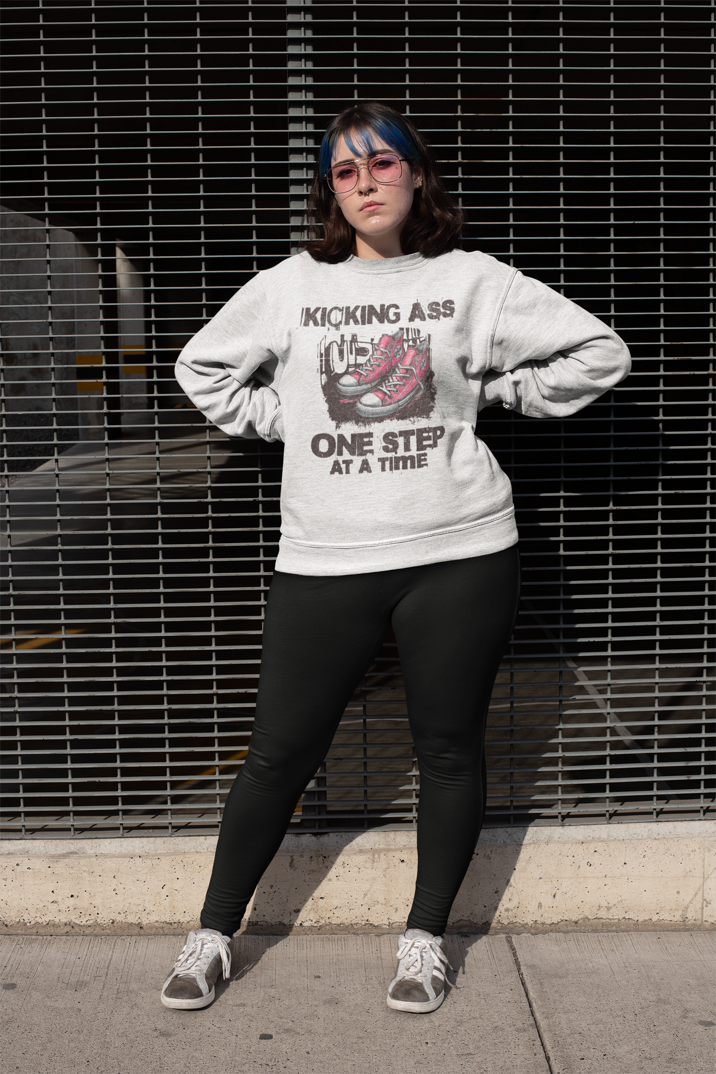 KICKING ASS ONE STEP AT A TIME | PREMIUM CREWNECK SWEATSHIRT FOR WOMEN