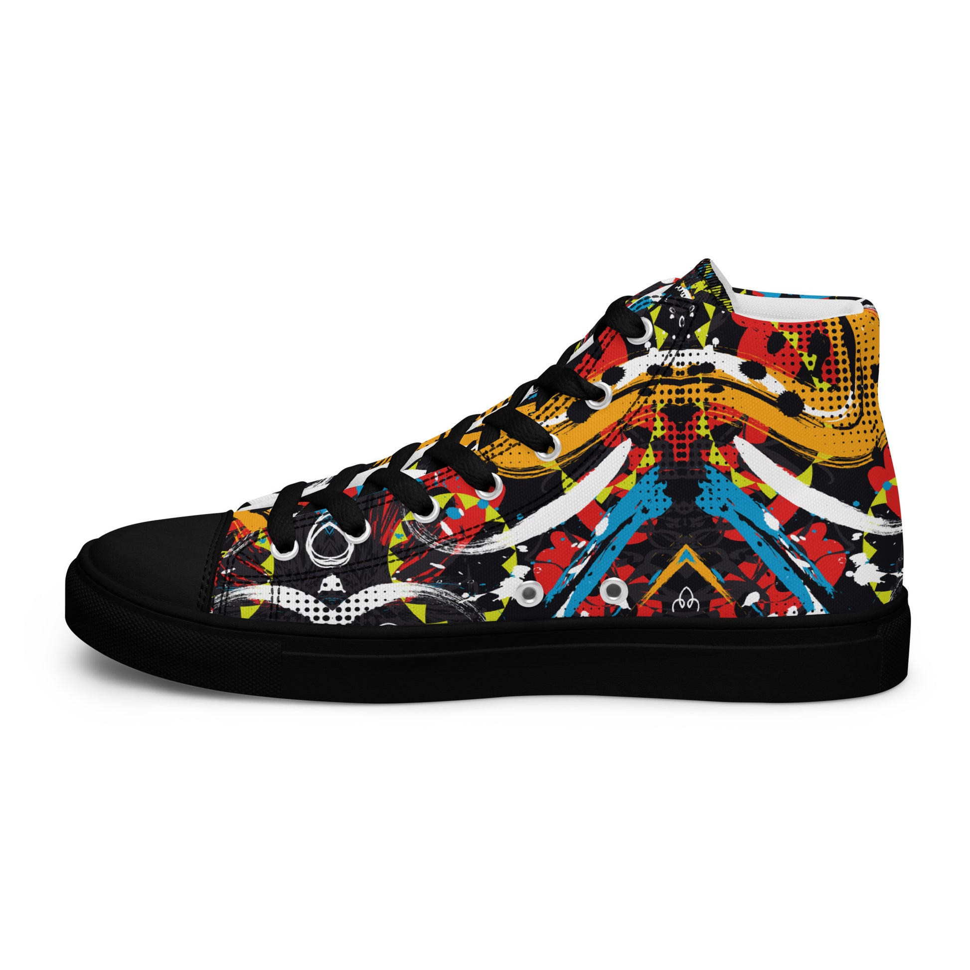 Peace and Love Women's Black High-Top Sneakers right inside view.