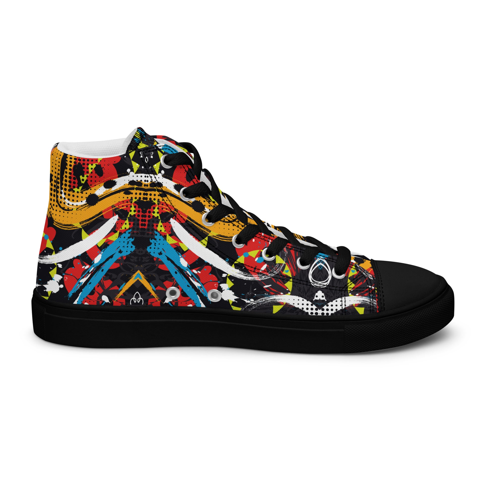 Peace and Love Women's Black High-Top Sneakers left inside view.