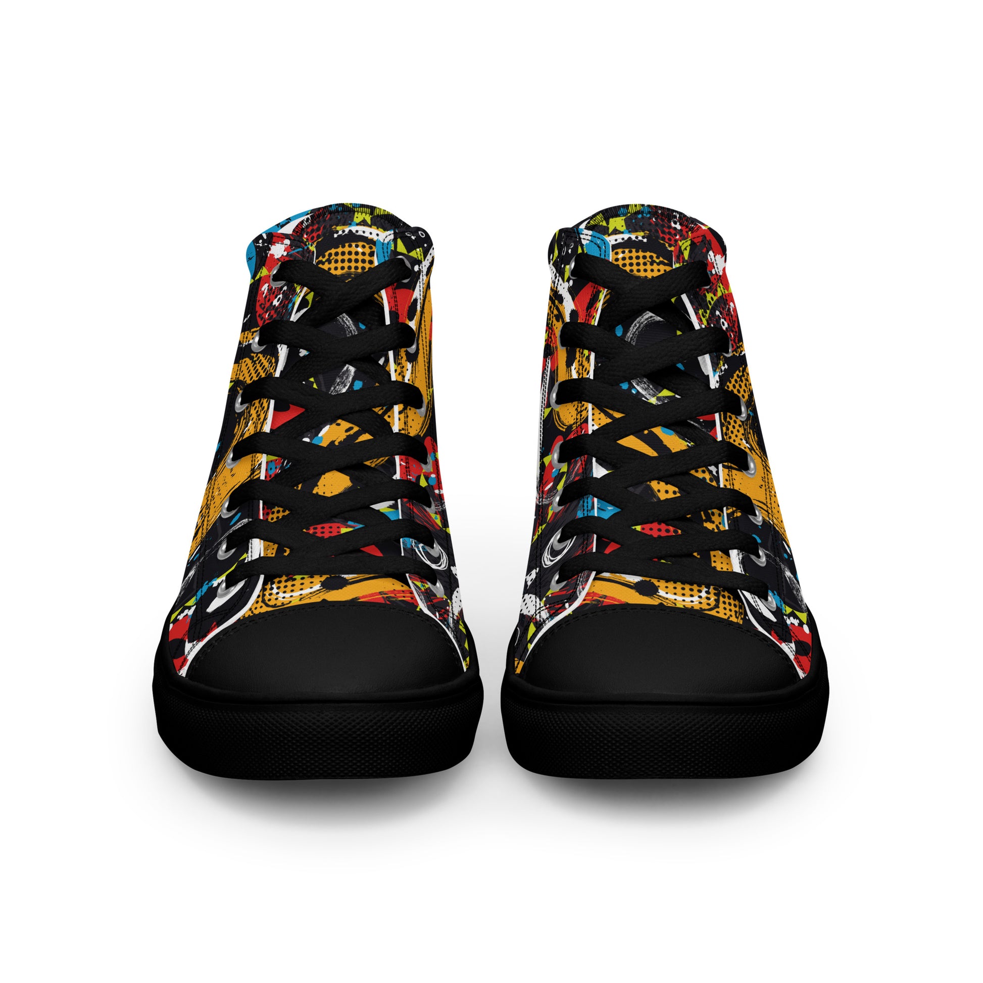 Peace and Love Women's Black High-Top Sneakers front view. 