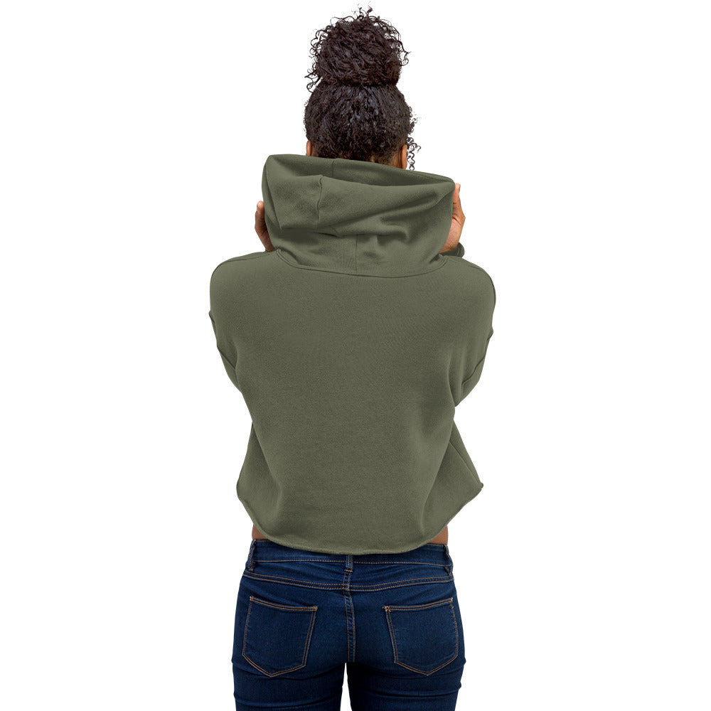 She Knows Her Worth Green Cropped Hoodie For Women back view.