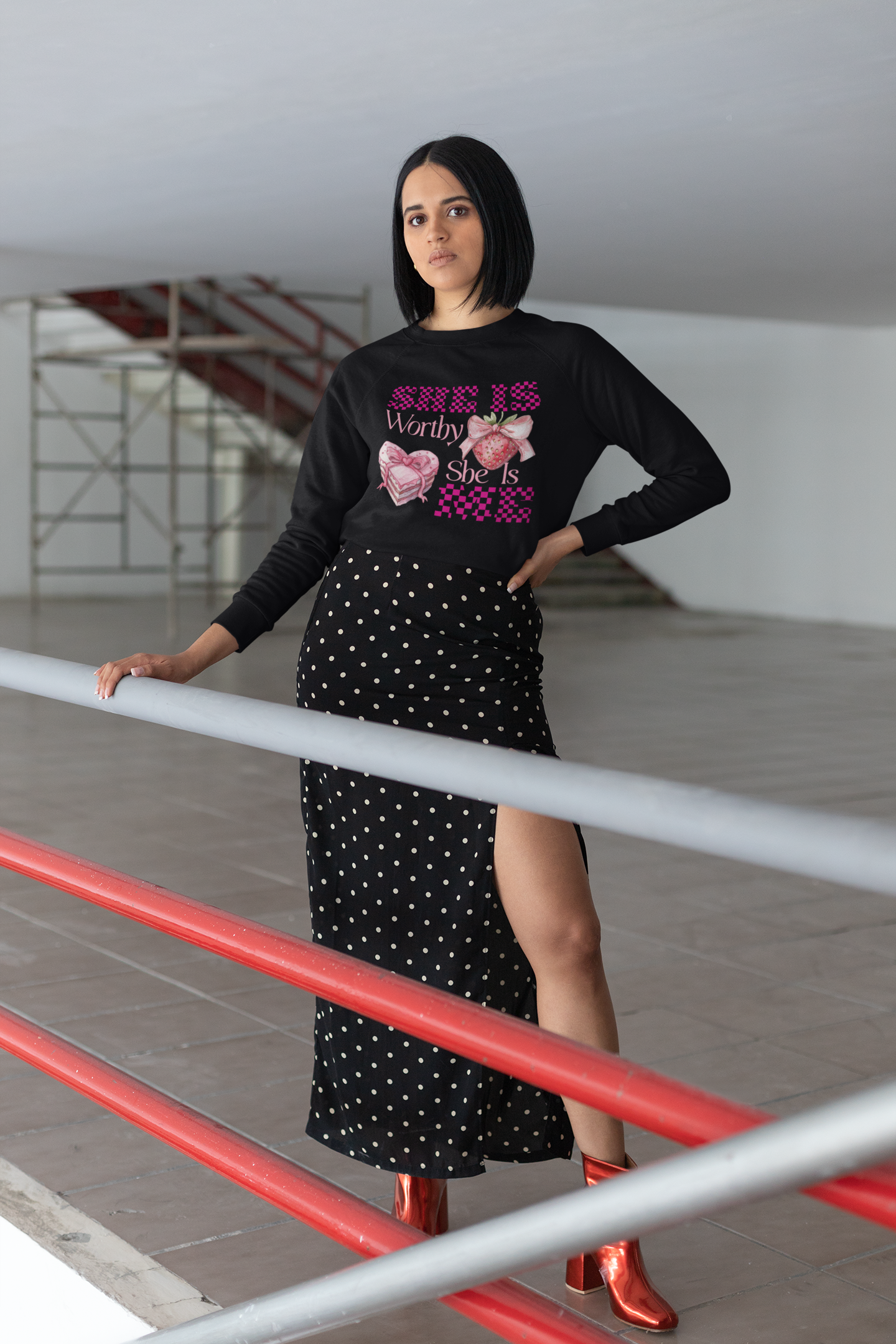 SHE IS WORTHY SHE IS ME | PREMIUM CREWNECK SWEATSHIRT FOR WOMEN