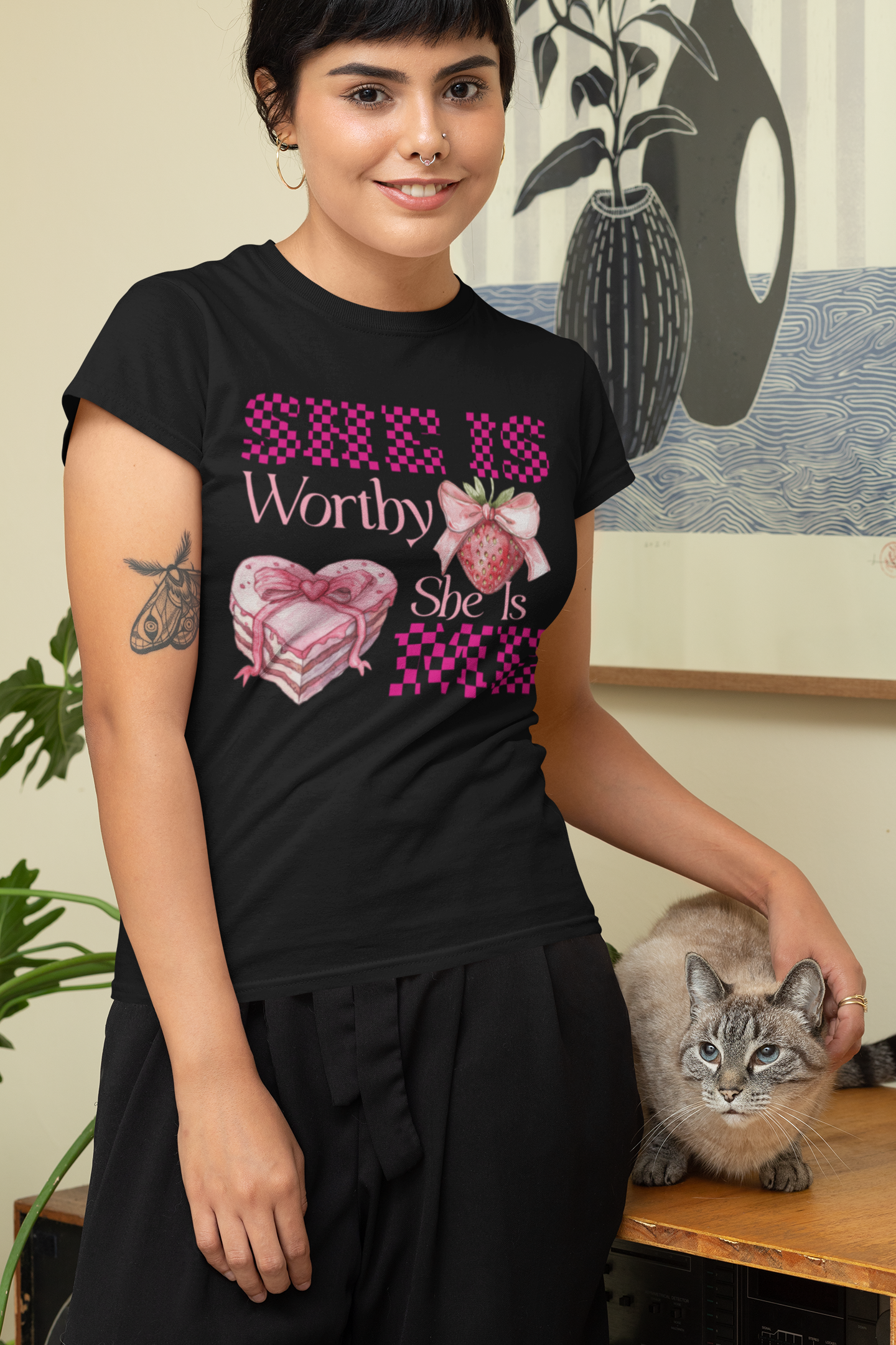 SHE IS WORTHY SHE IS ME | ORGANIC COTTON CREWNECK T-SHIRT
