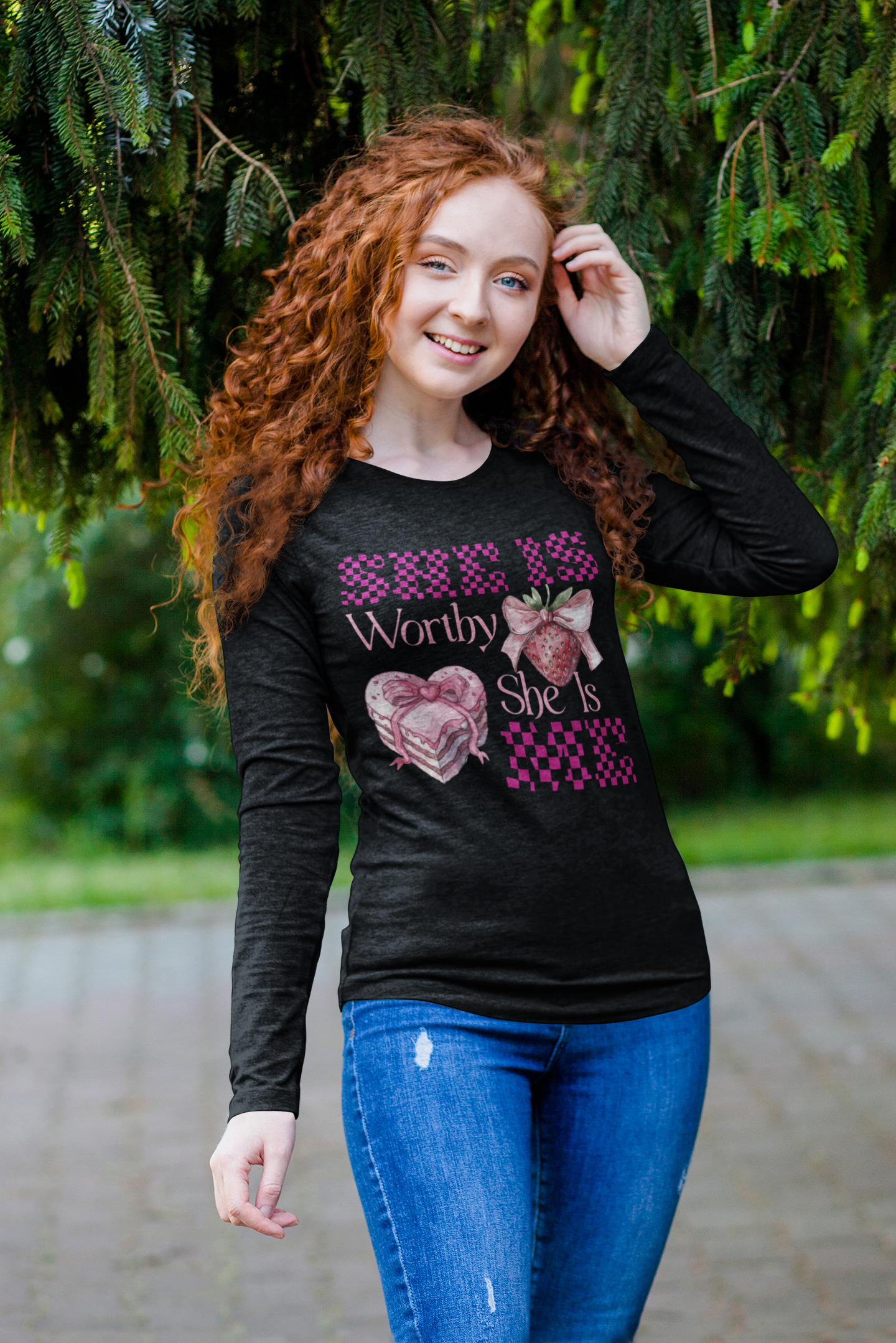 SHE IS WORTHY SHE IS ME | LONG SLEEVE TEES