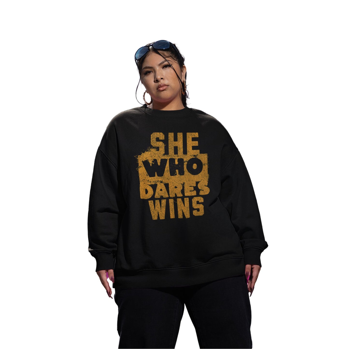 SHE WHO DARES WINS | PREMIUM CREWNECK SWEATSHIRT FOR WOMEN