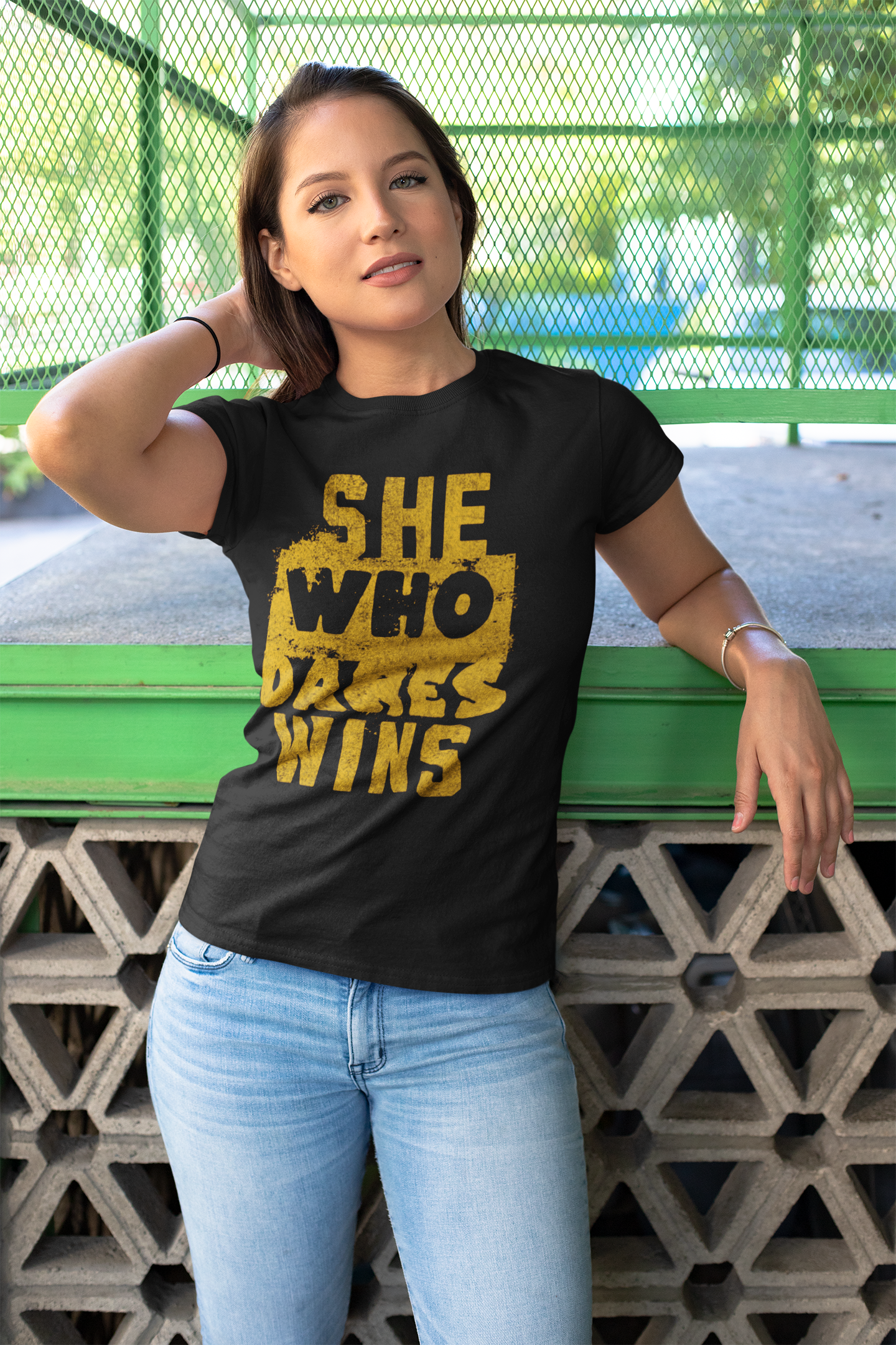 SHE WHO DARES WINS | ORGANIC COTTON CREWNECK T-SHIRT