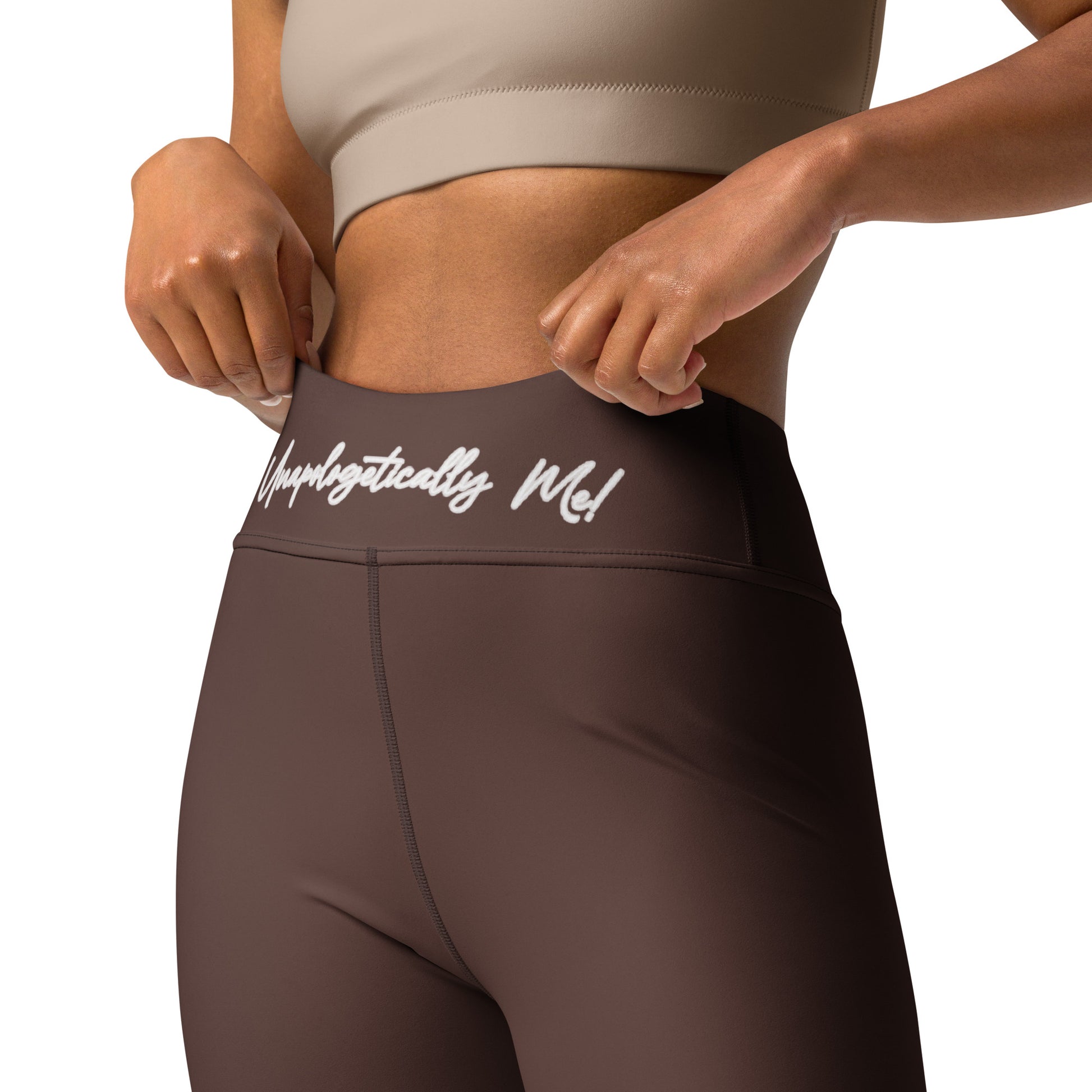 Unapologetically Brown Yoga Leggings front view.