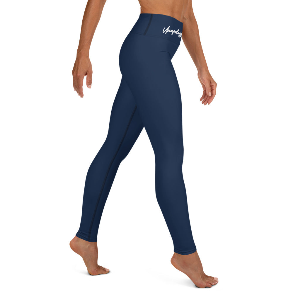 Unapologetically Me Blue Yoga Leggings front right  view.