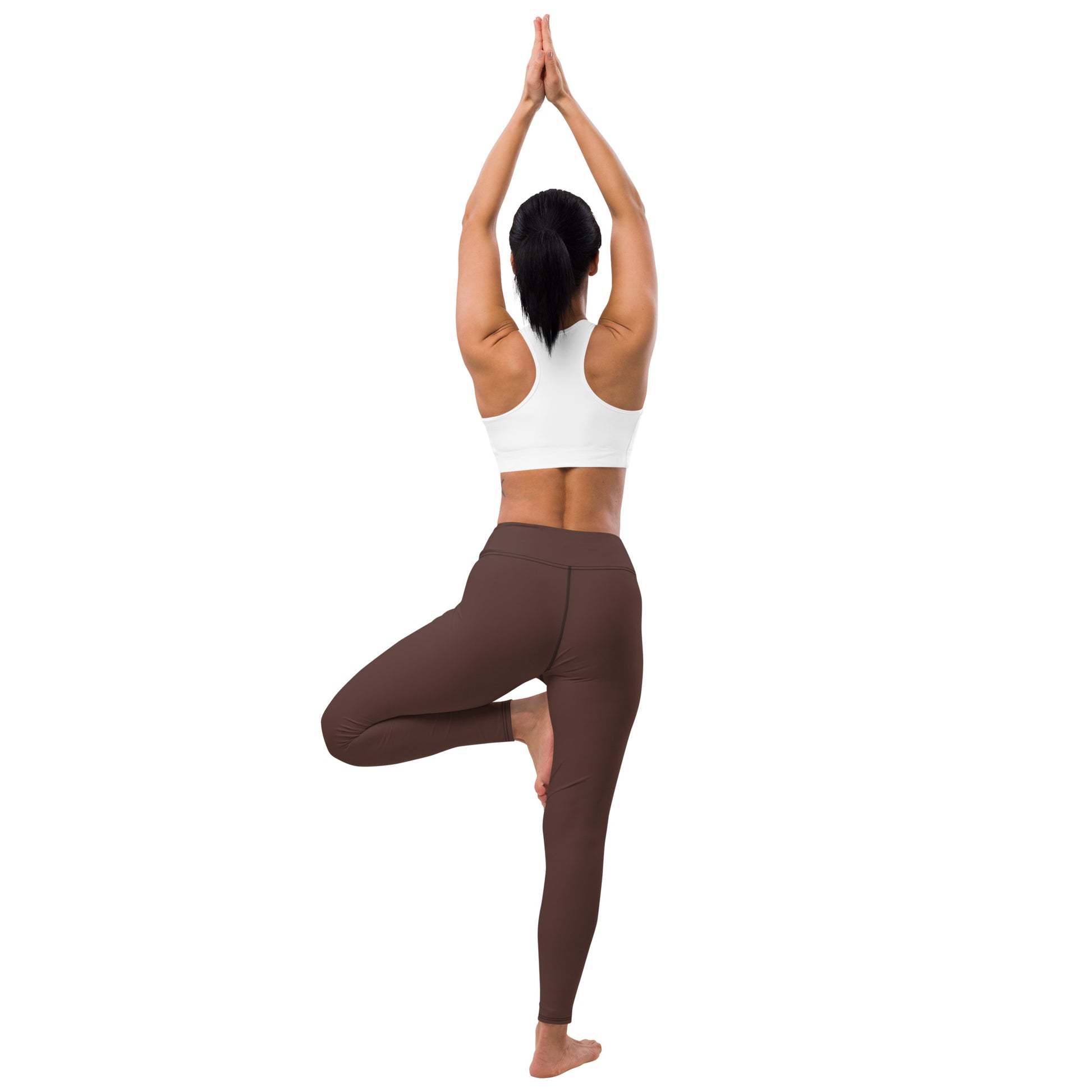 Unapologetically Me Brown Yoga Leggings back view lifestyle.
