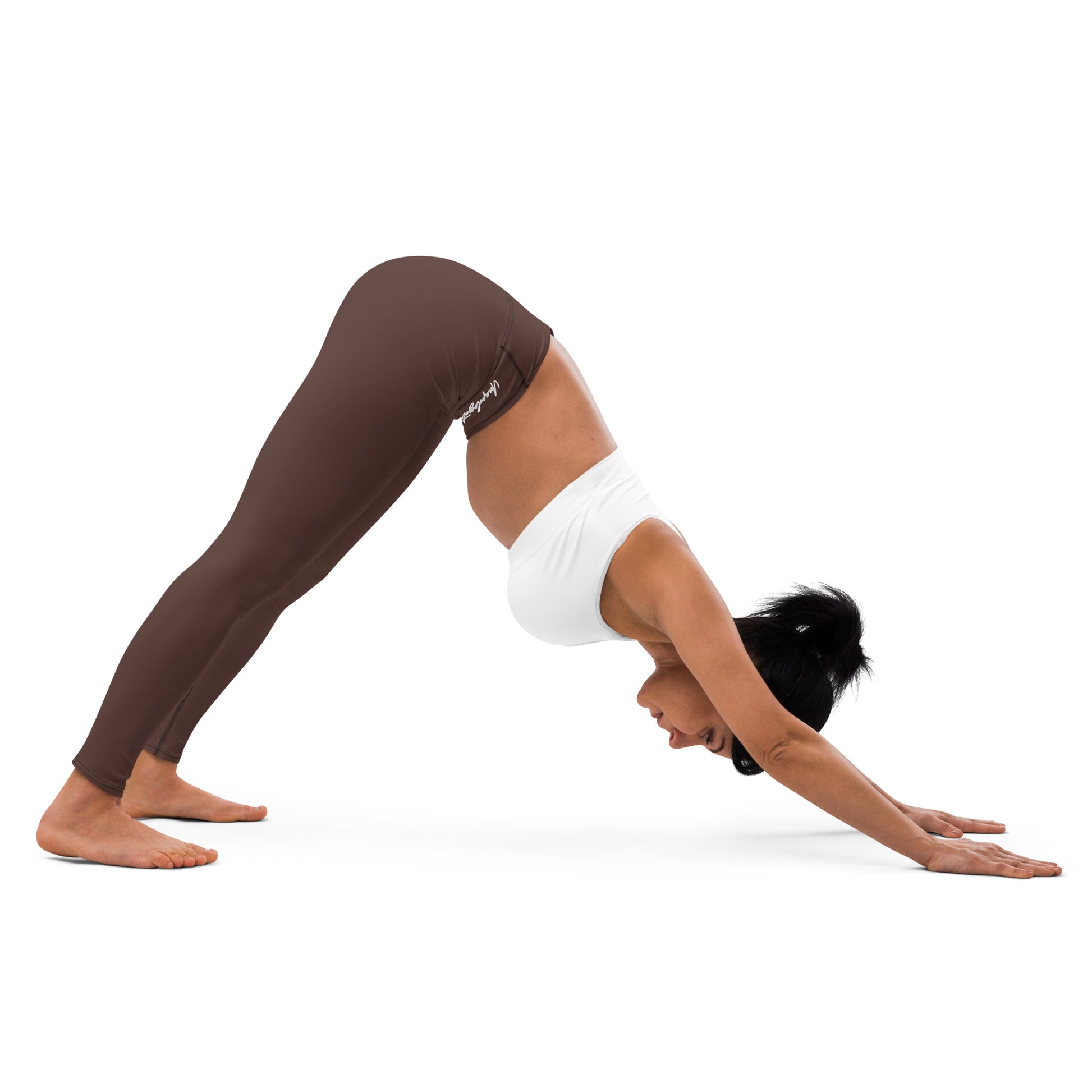Unapologetically Me Brown Yoga Leggings front right lifestyle.