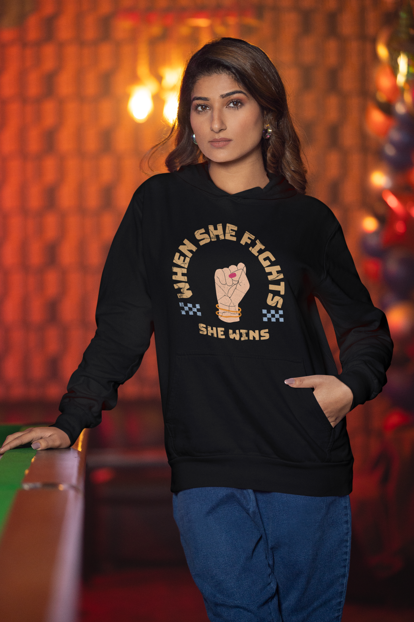 When She Fights She Wins Organic Cotton Hoodie For Women