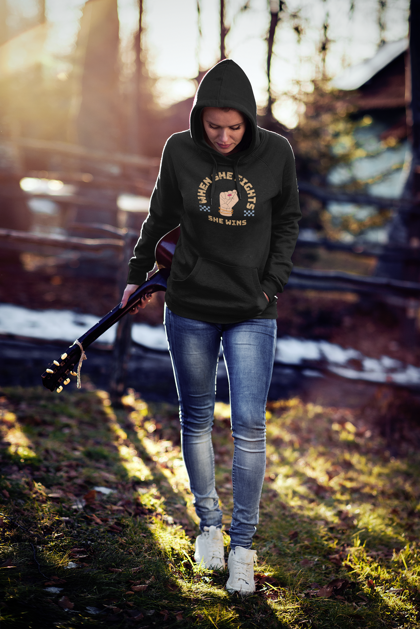 When She Fights She Wins Organic Cotton Hoodie For Women