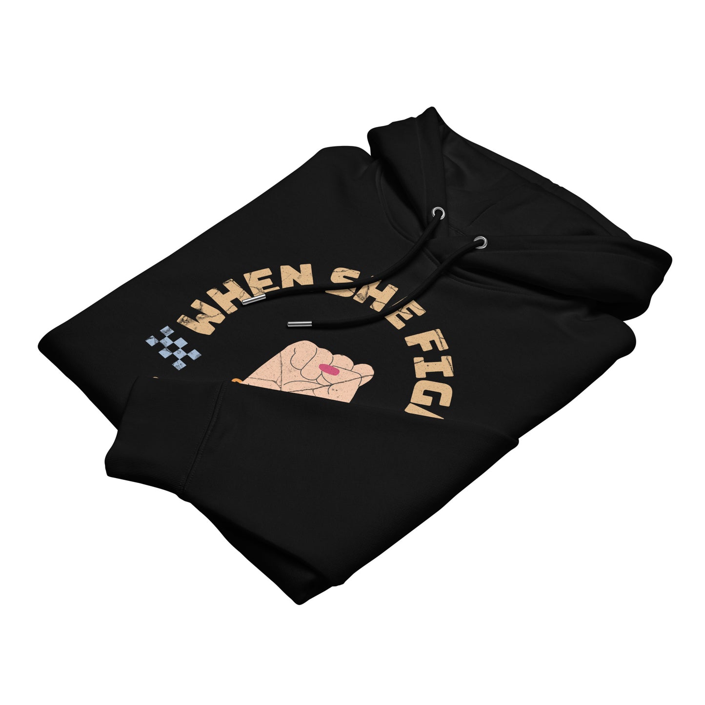 When She Fights She Wins Organic Cotton Hoodie for Women product details.